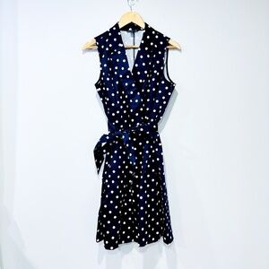 CHAPS Navy polka-dot dress